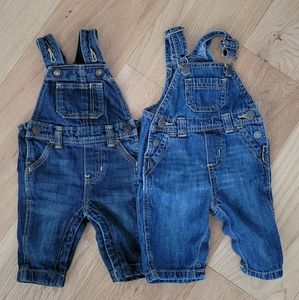 2 Old navy overalls 0-3 months